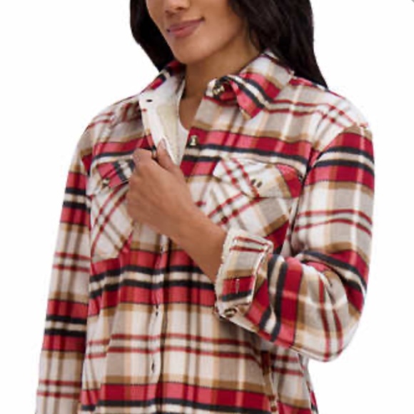 Sage Ladies' Plush Shirt Jacket Shacket Plush Soft Sherpa Fleece Lined N… - Picture 4 of 7